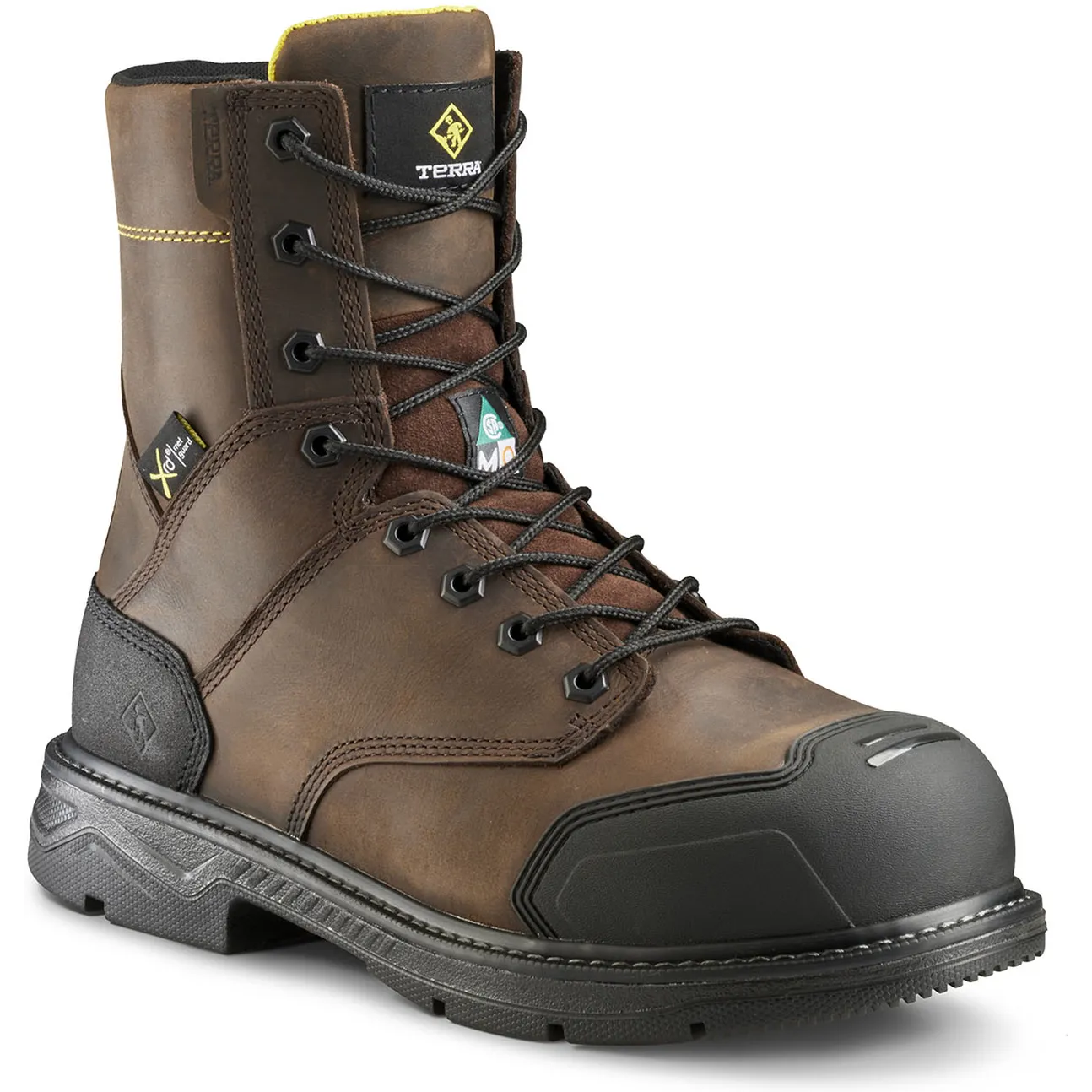 Terra Men's Patton 8" Alloy Toe Waterproof Met Guard Work Boot- Brown- 839KDB