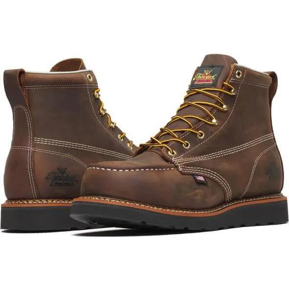 Thorogood Men's American Heritage 6" Steel Toe Wedge Work Boot - Brown - 804-4135