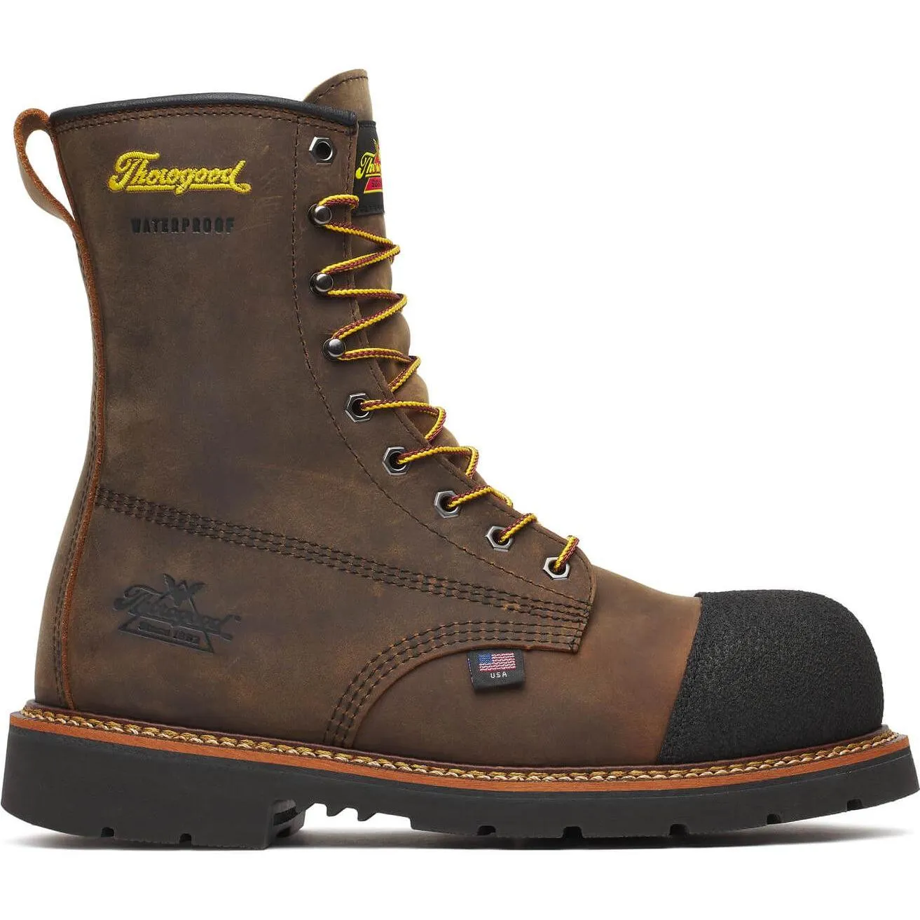 Thorogood Men's Hammerhead 8" Nano Toe Waterproof Work Boot - Brown - 804-4237