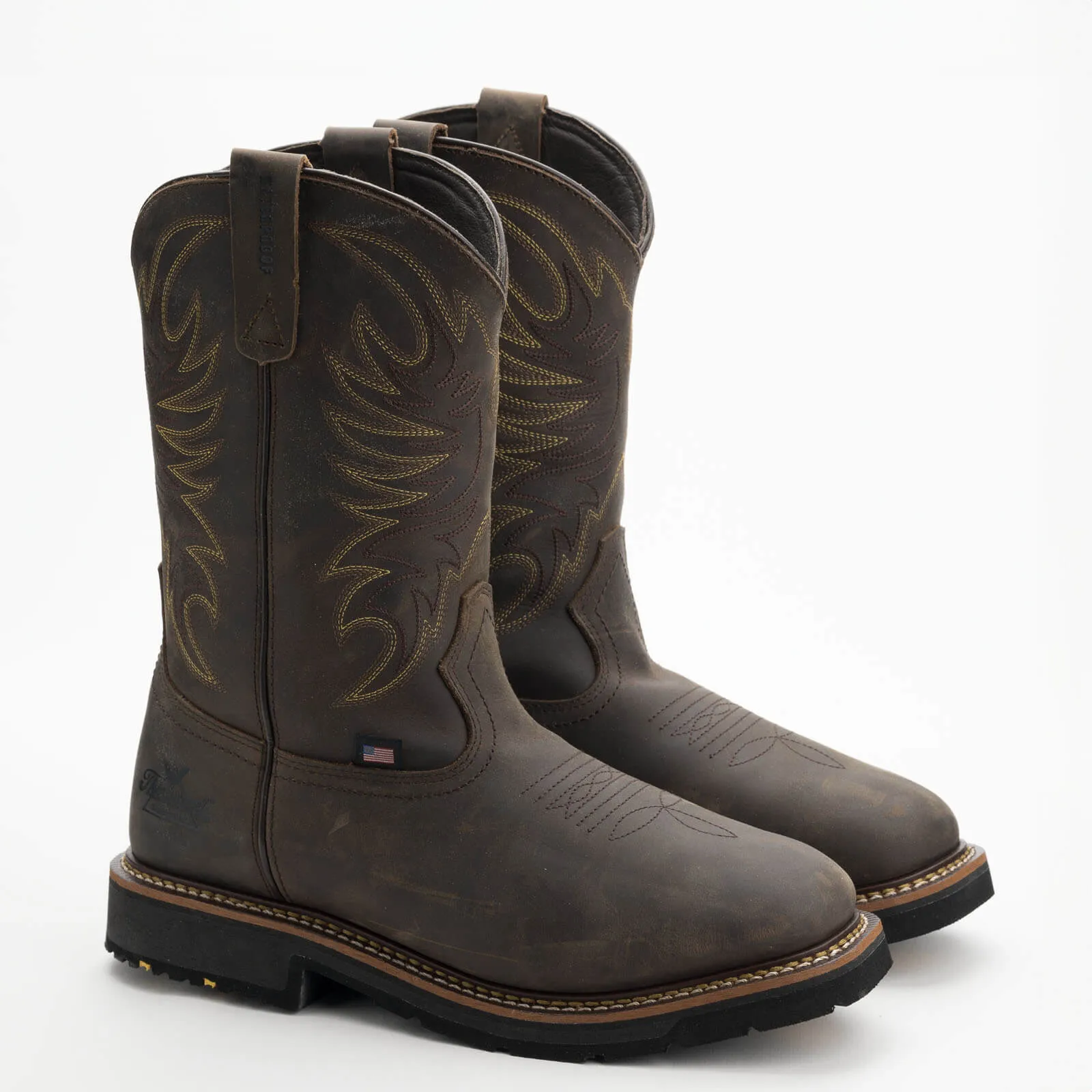 Thorogood Men's Western 11" Square Toe Waterproof Slip Resistant Work Boot -Horse- 814-4337