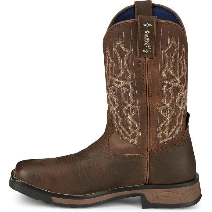 Tony Lama Men's Anchor 11' Square Toe Waterproof Western Work Boot- Brown- TW3416