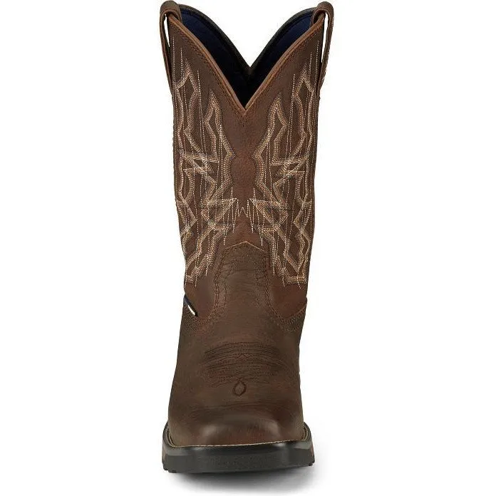 Tony Lama Men's Anchor 11' Square Toe Waterproof Western Work Boot- Brown- TW3416