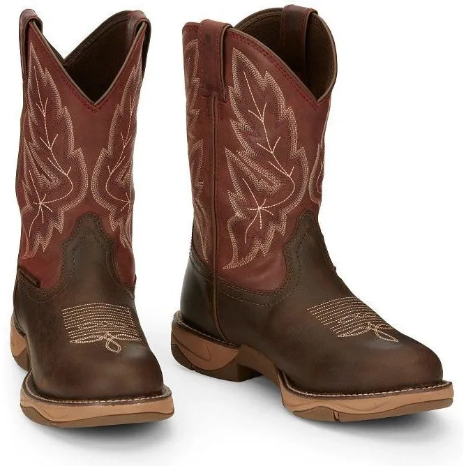 Tony Lama Men's Rasp 11" Wide Round Toe Waterproof Western Work Boot- Brown- RR3362