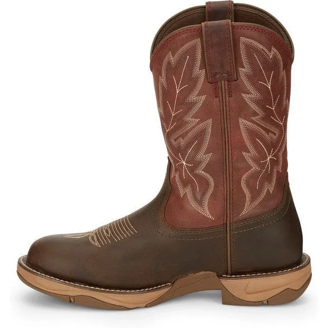 Tony Lama Men's Rasp 11" Wide Round Toe Waterproof Western Work Boot- Brown- RR3362