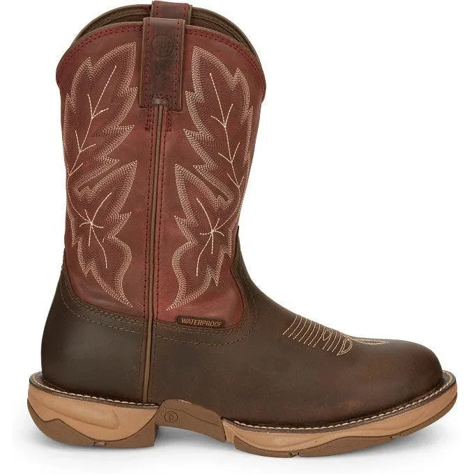 Tony Lama Men's Rasp 11" Wide Round Toe Waterproof Western Work Boot- Brown- RR3362