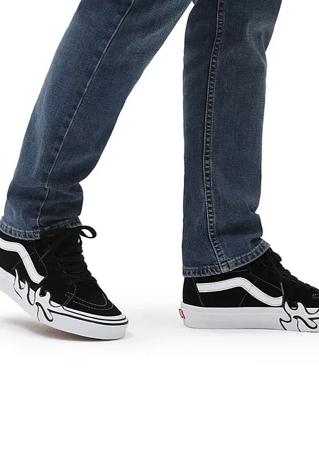 Vans - Sk8 Hi Flame Suede Black/White - Shoes