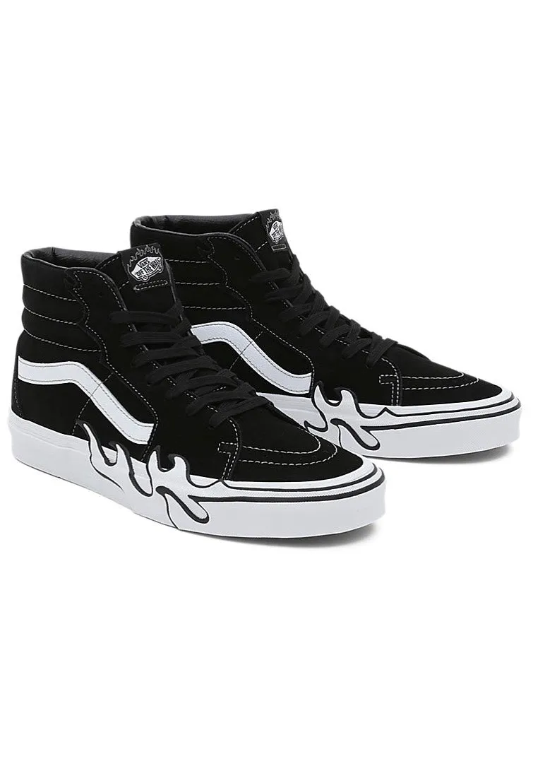 Vans - Sk8 Hi Flame Suede Black/White - Shoes