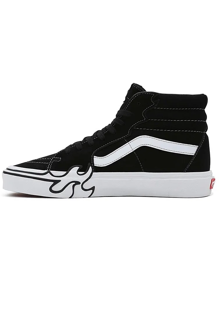 Vans - Sk8 Hi Flame Suede Black/White - Shoes