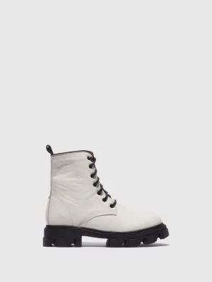 White Lace-up Ankle Boots
