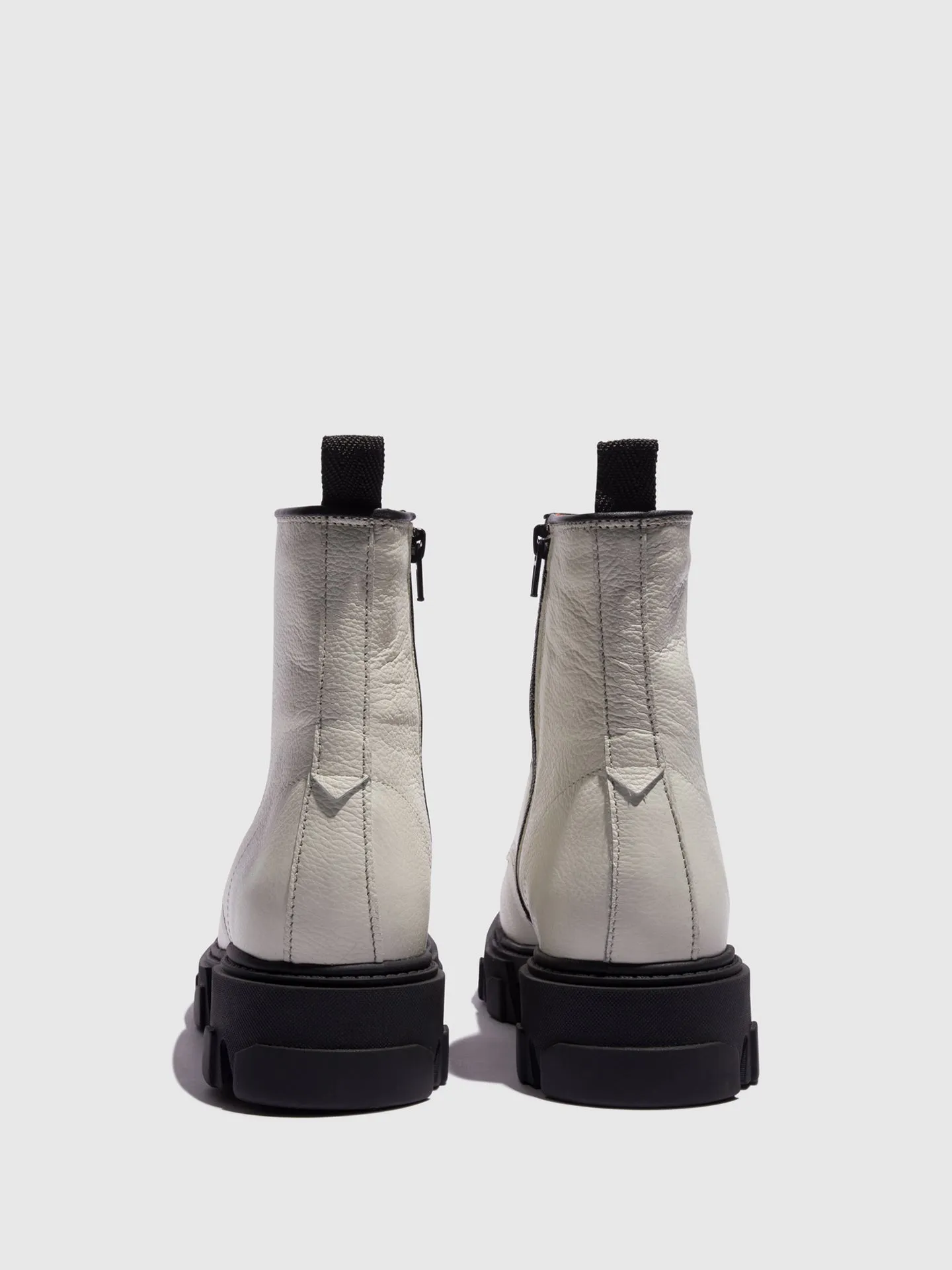 White Lace-up Ankle Boots