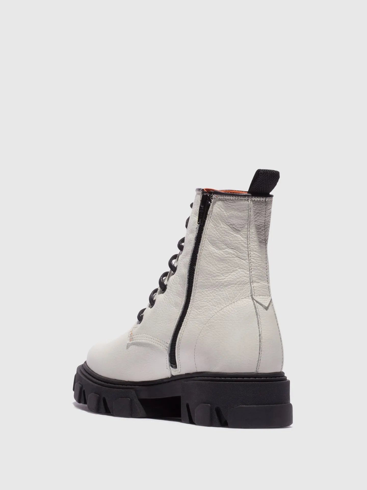 White Lace-up Ankle Boots