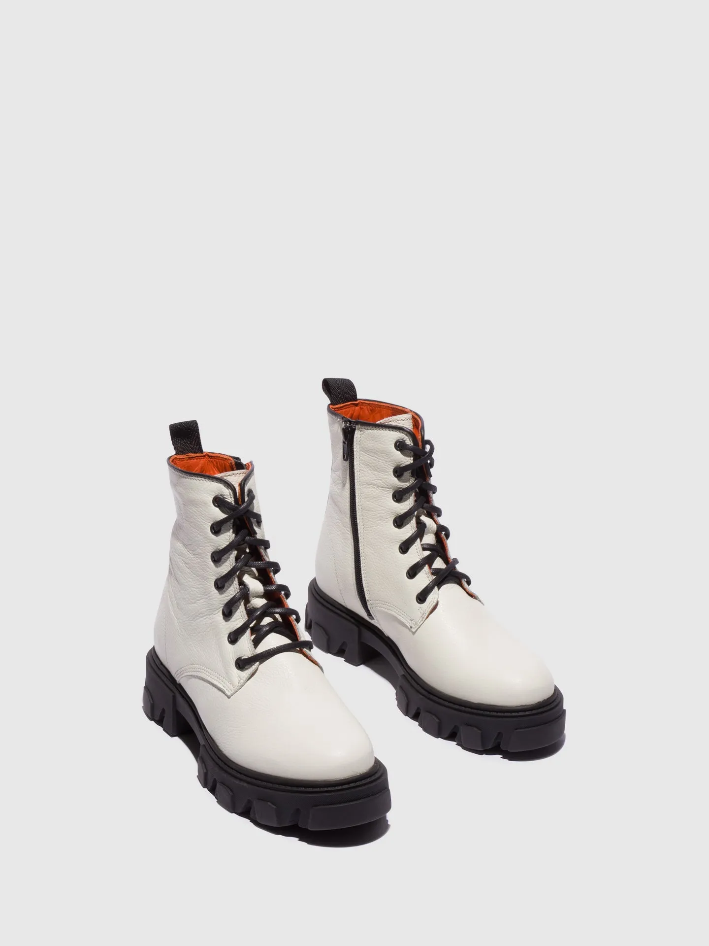 White Lace-up Ankle Boots