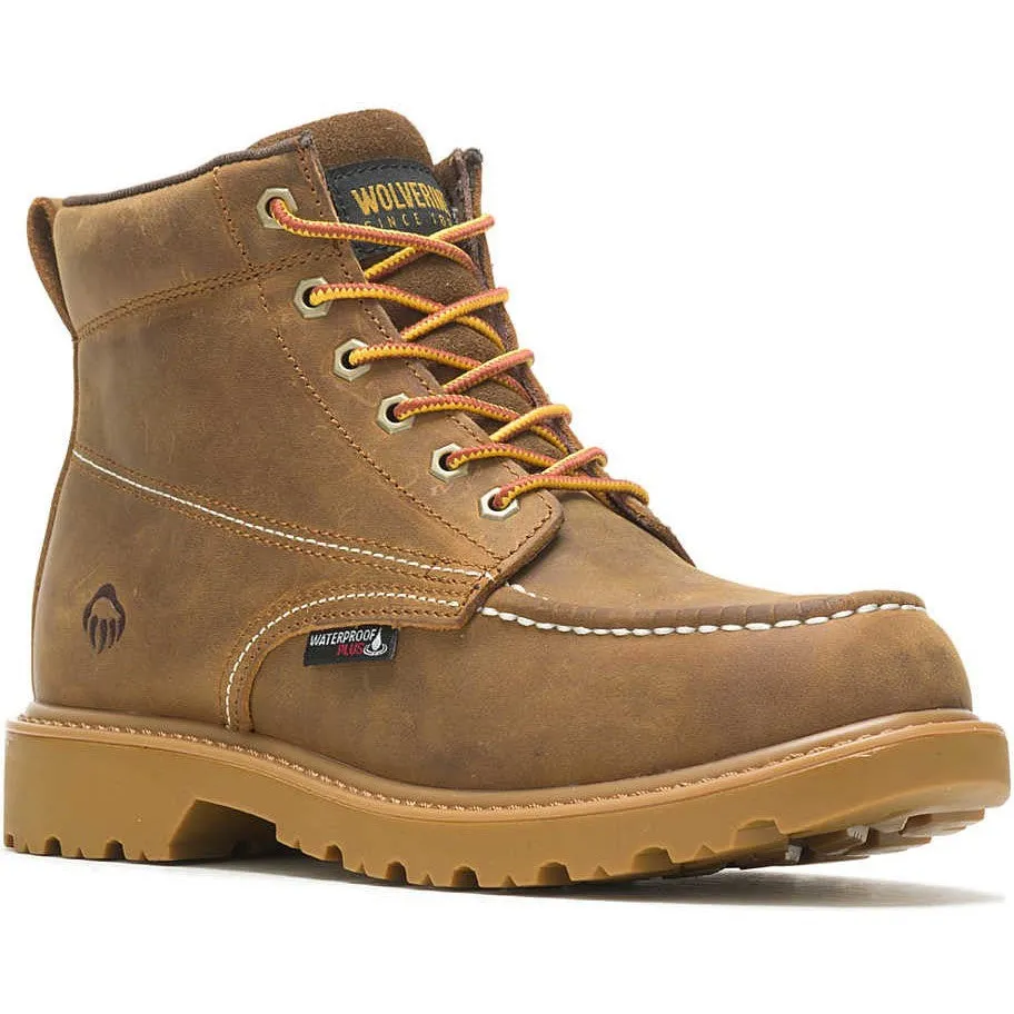 Wolverine Men's Floorhand 6" Moc Toe Waterproof Work Boot- Tan- W080139
