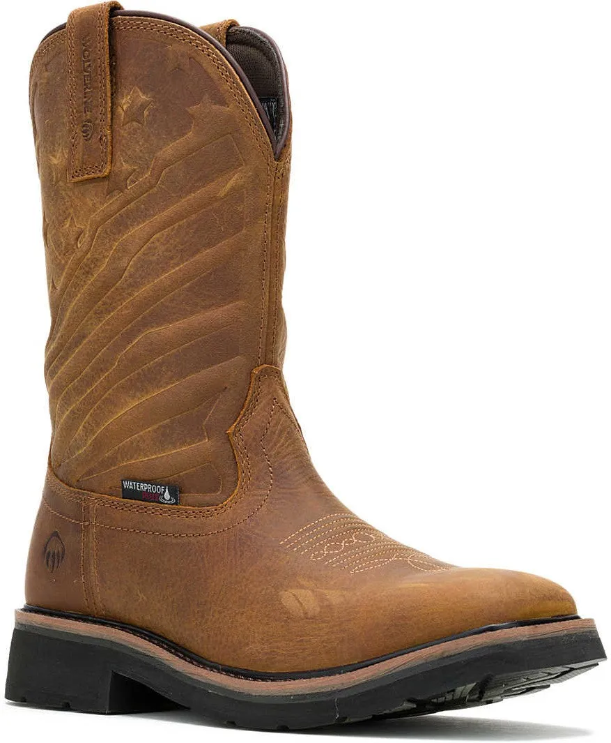 Wolverine Men's Rancher Flag Soft Toe Waterproof Wellington Western Work Boot -Brown- W240056