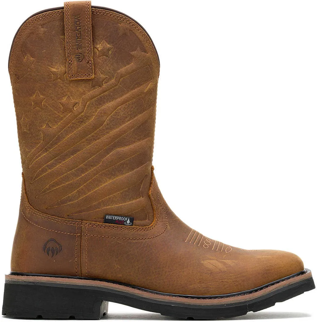 Wolverine Men's Rancher Flag Soft Toe Waterproof Wellington Western Work Boot -Brown- W240056