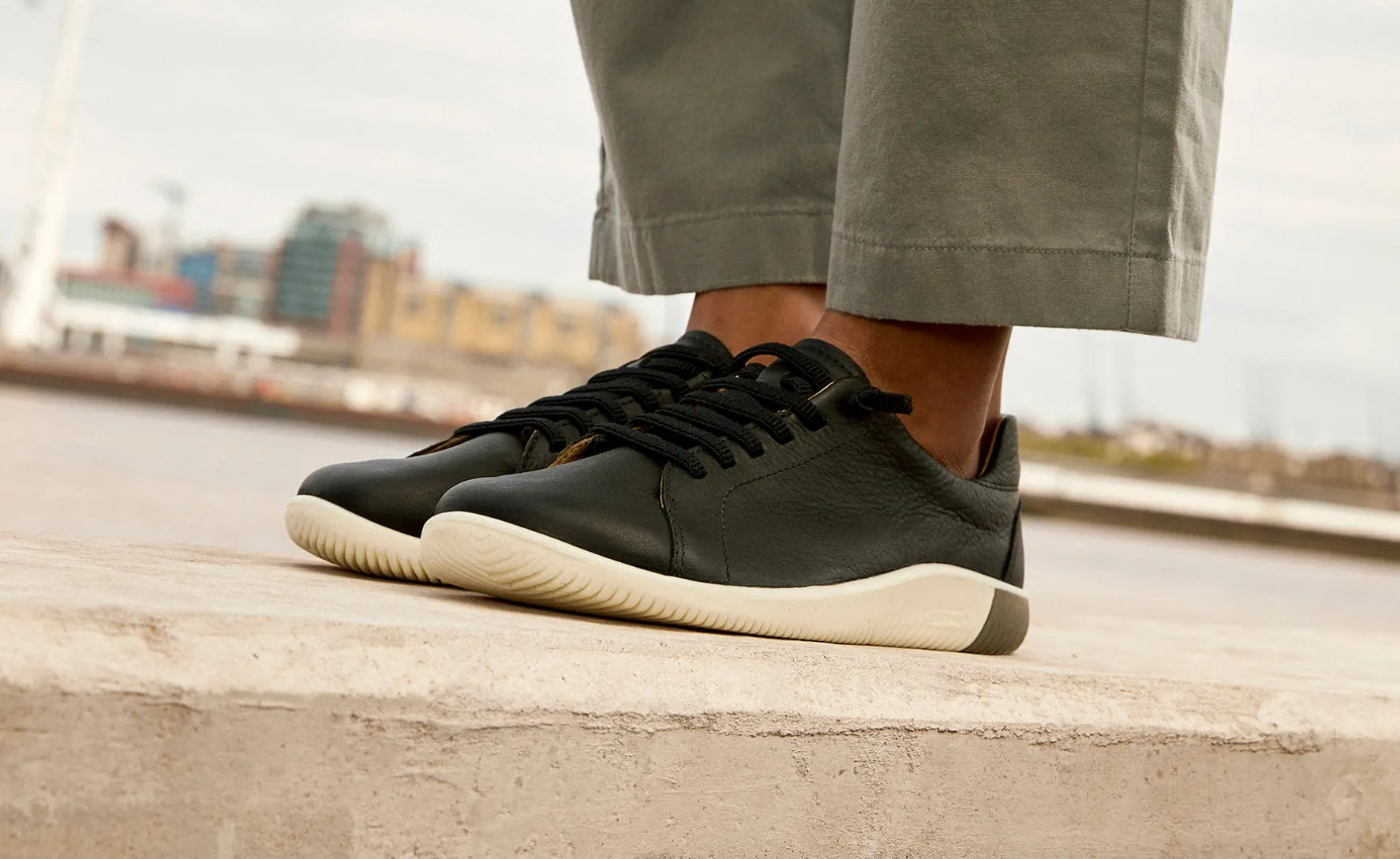 Women's KNX Leather Sneaker  |  Black/Star White KEEN