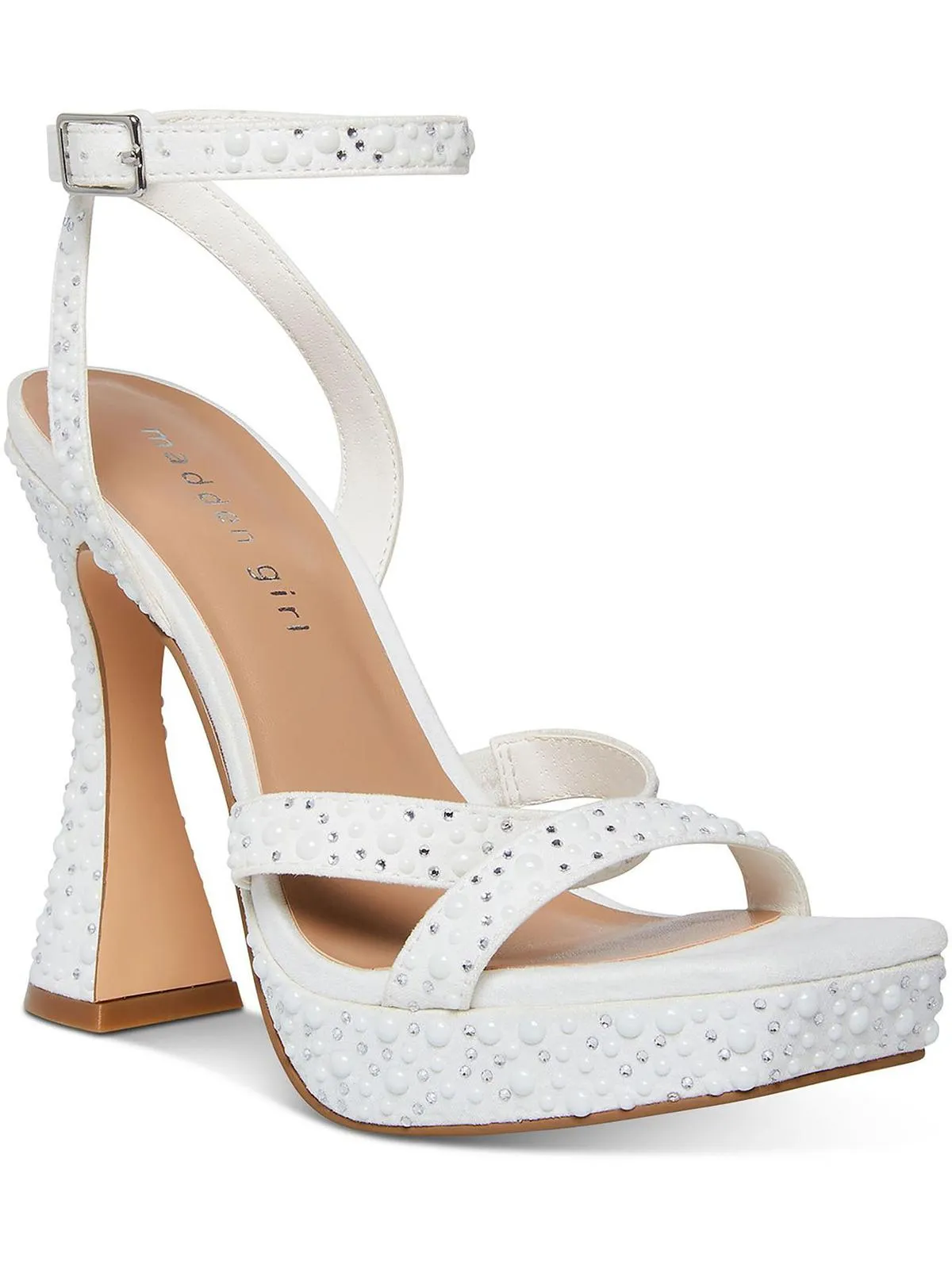 Zanee Womens Faux Suede Embellished Platform Heels