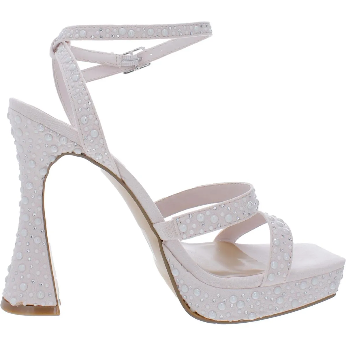Zanee Womens Faux Suede Embellished Platform Heels